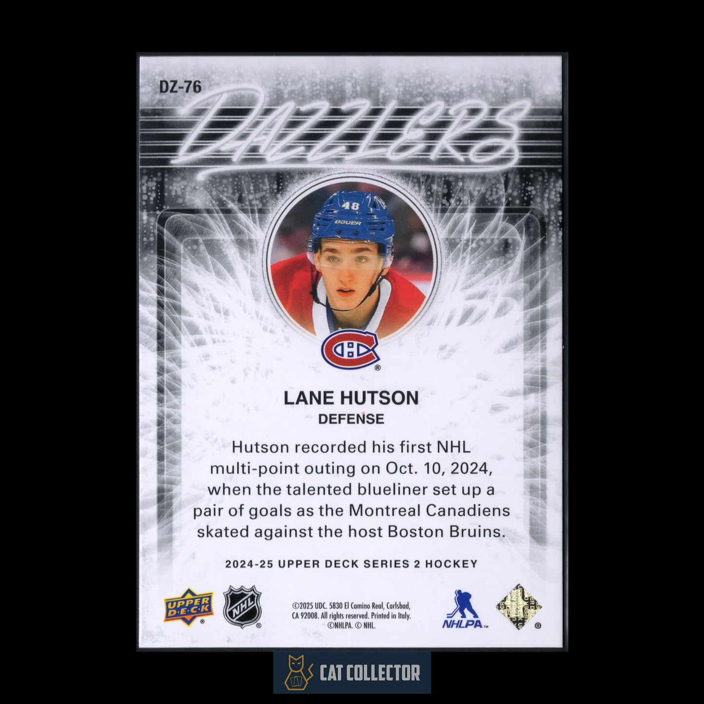 2024-25 UD Series 2 LANE HUTSON #DZ-76 Dazzlers Red RC