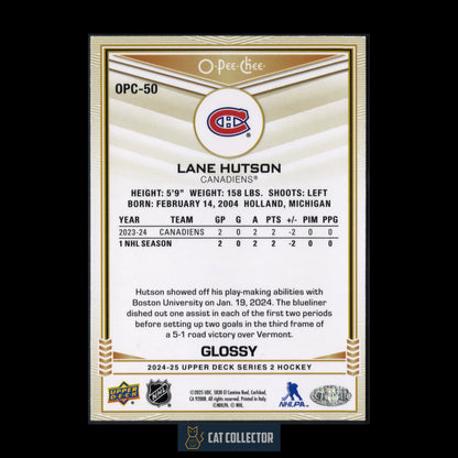 2024-25 UD Series 2 LANE HUTSON #OPC-50 O-Pee-Chee Glossy Gold RC