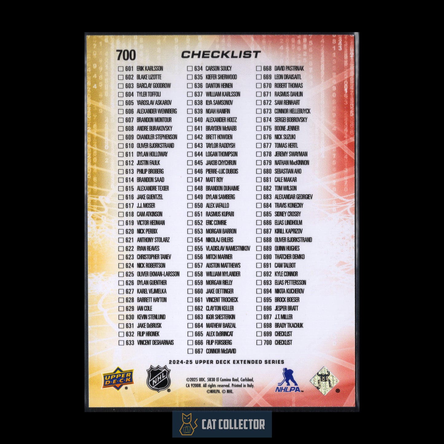 2024-25 UD Extended series CHARLIE MCAVOY / MORITZ SEIDER #700 Checklist High Gloss 10/10