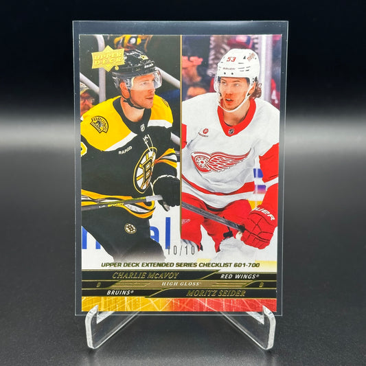 2024-25 UD Extended series CHARLIE MCAVOY / MORITZ SEIDER #700 Checklist High Gloss 10/10
