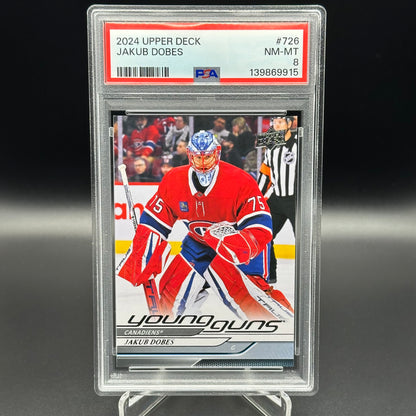 2024-25 UD Extended Series JAKUB DOBES #726 Young Guns RC PSA 8