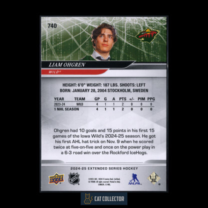 2024-25 Upper Deck Extended series LIAM OHGREN #740 1st Round Draft RC