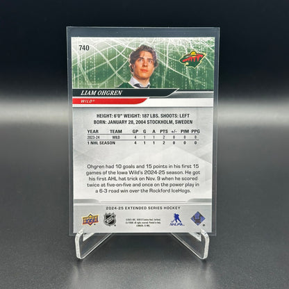 2024-25 Upper Deck Extended series LIAM OHGREN #740 1st Round Draft RC