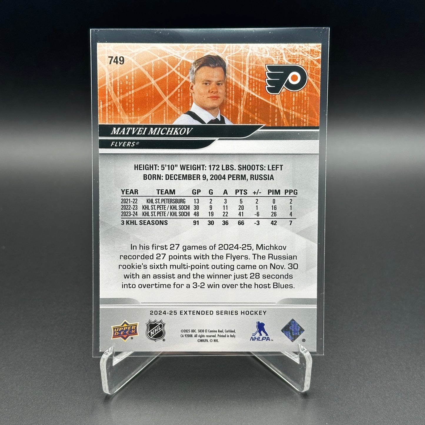 2024-25 UD Extended series MATVEI MICHKOV #749 1st Round Draft RC