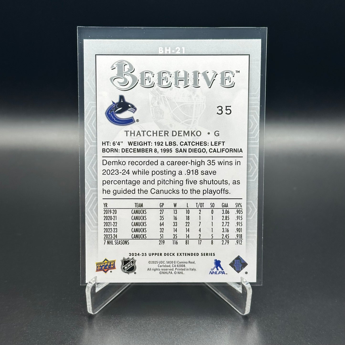 2024-25 Upper Deck Extended series THATCHER DEMKO #BH-21 Beehive