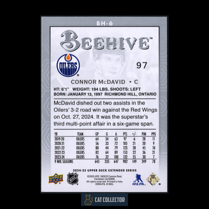 2024-25 Upper Deck Extended series CONNOR MCDAVID #BH-6 Beehive