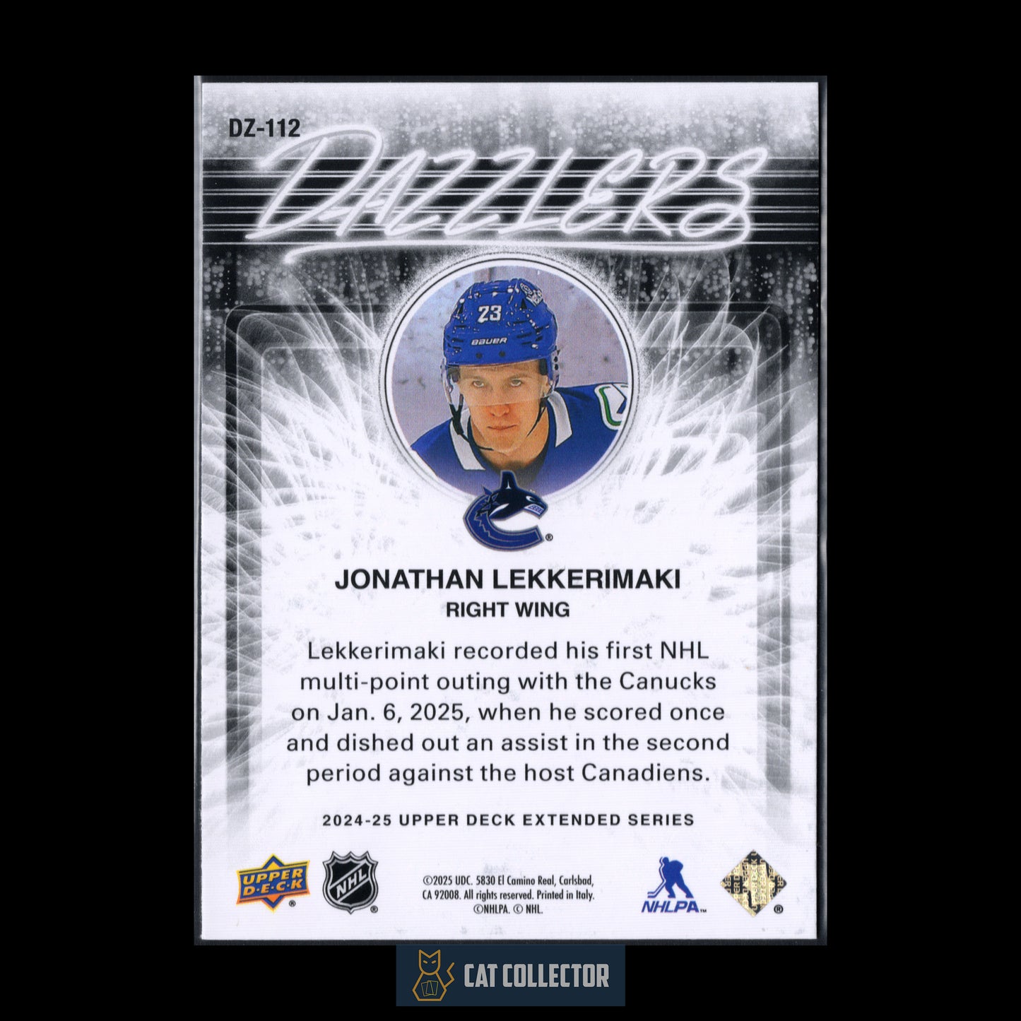 2024-25 UD Extended series JONATHAN LEKKERIMAKI #DZ-112 Dazzlers Green RC