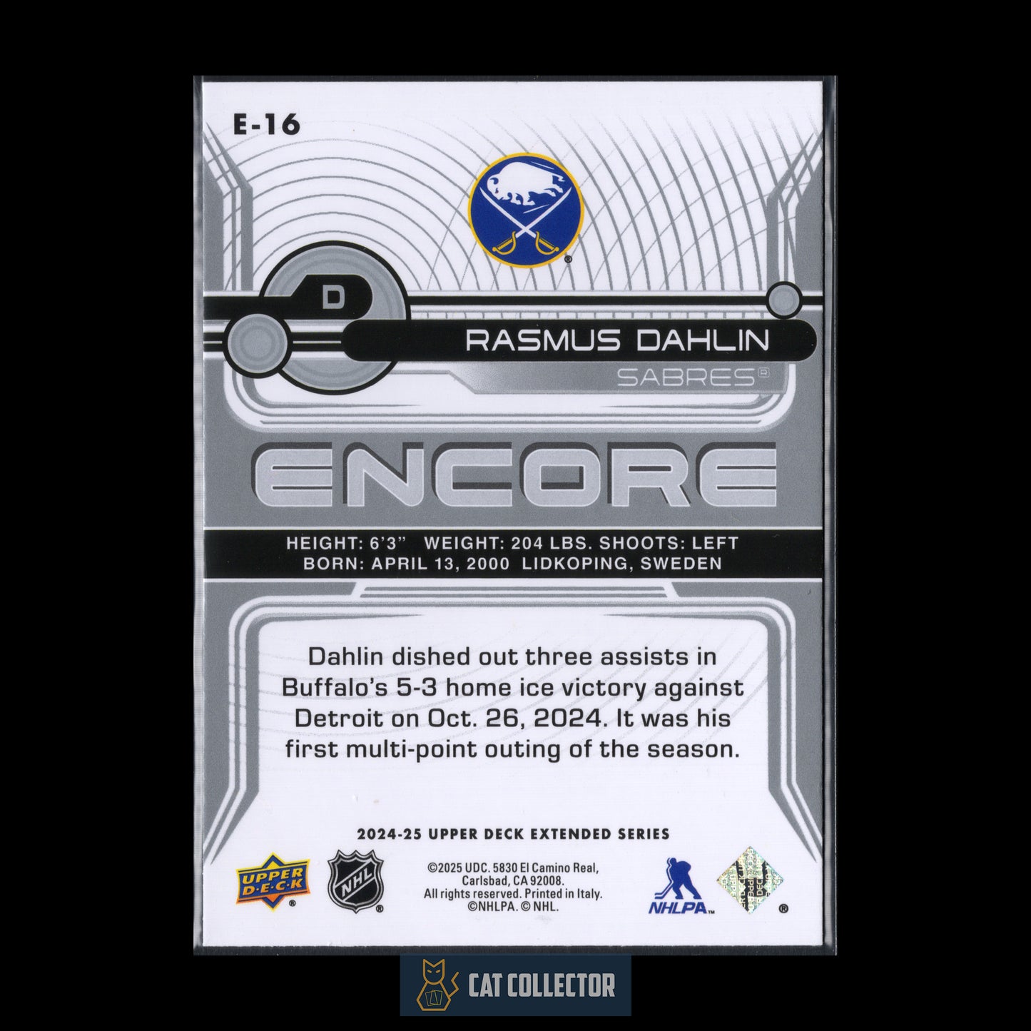 2024-25 Upper Deck Extended series RASMUS DAHLEN #E-16 Encore