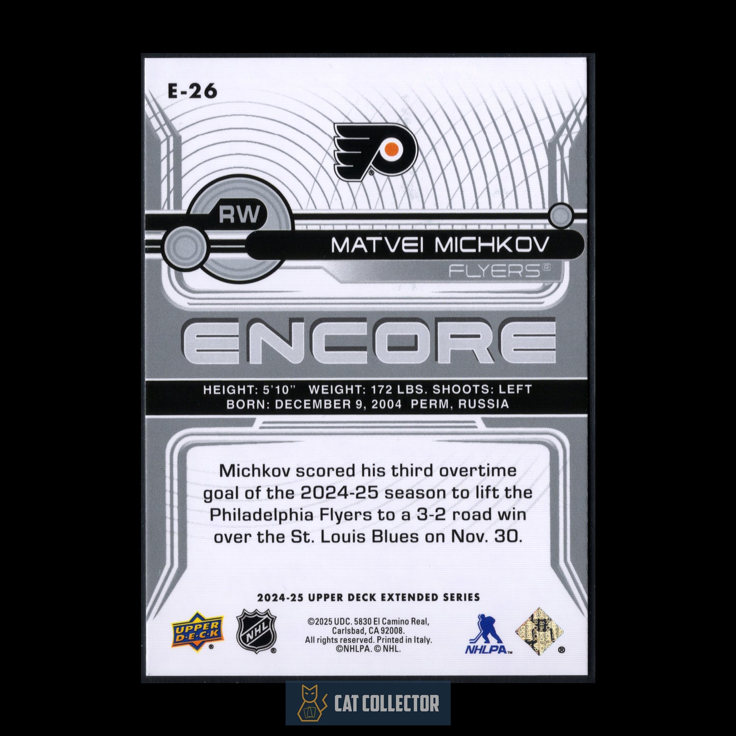 2024-25 Upper Deck Extended series MATVEI MICHKOV #E-26 Encore RC
