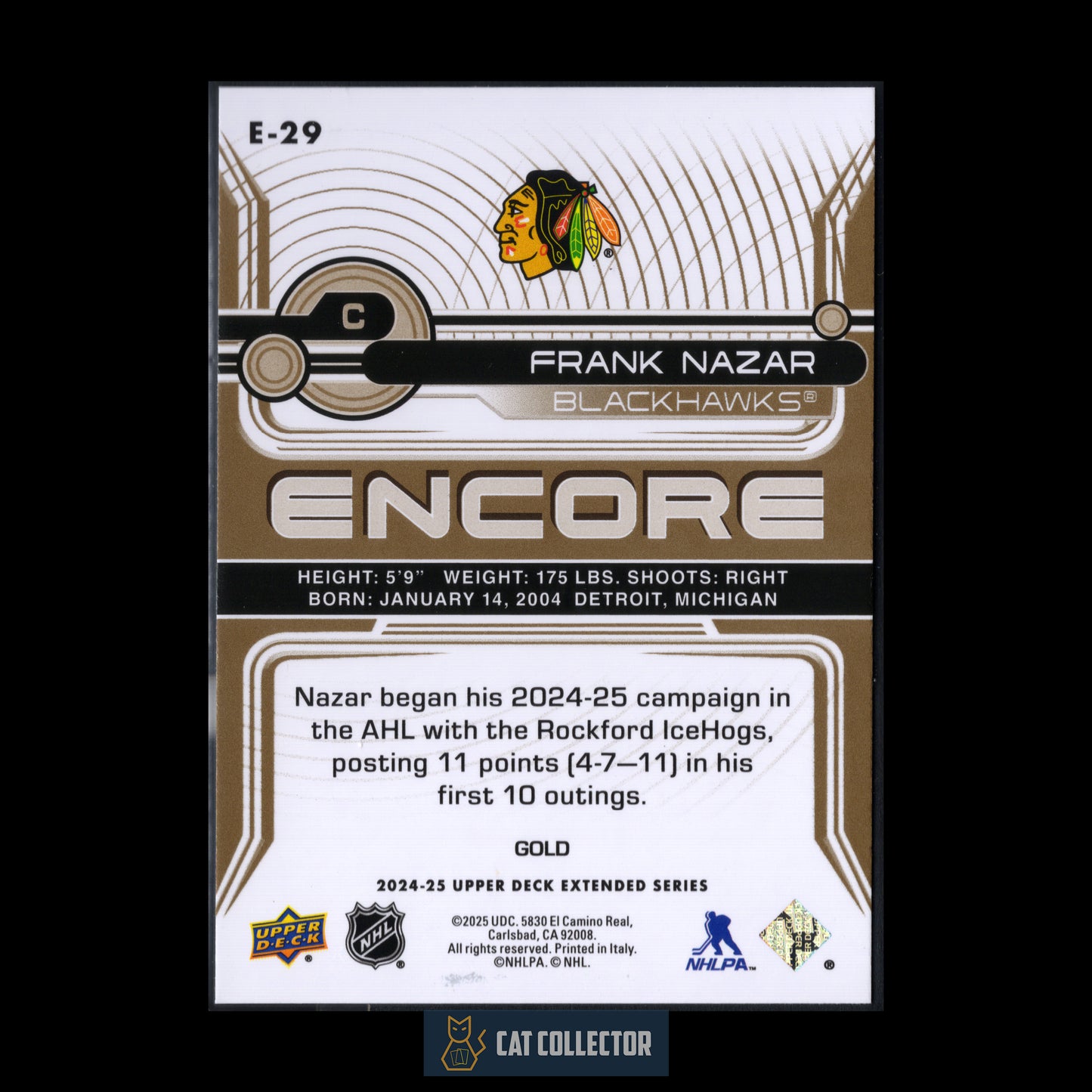 2024-25 Upper Deck Extended series FRANK NAZAR #E-29 Encore Gold