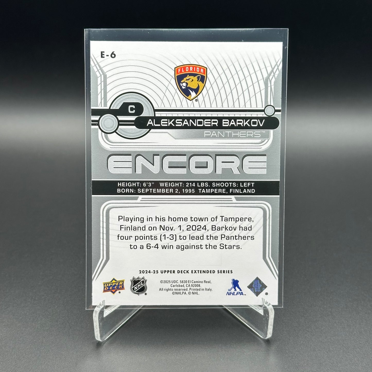 2024-25 UD Extended series ALEKSANDER BARKOV #E-6 Encore