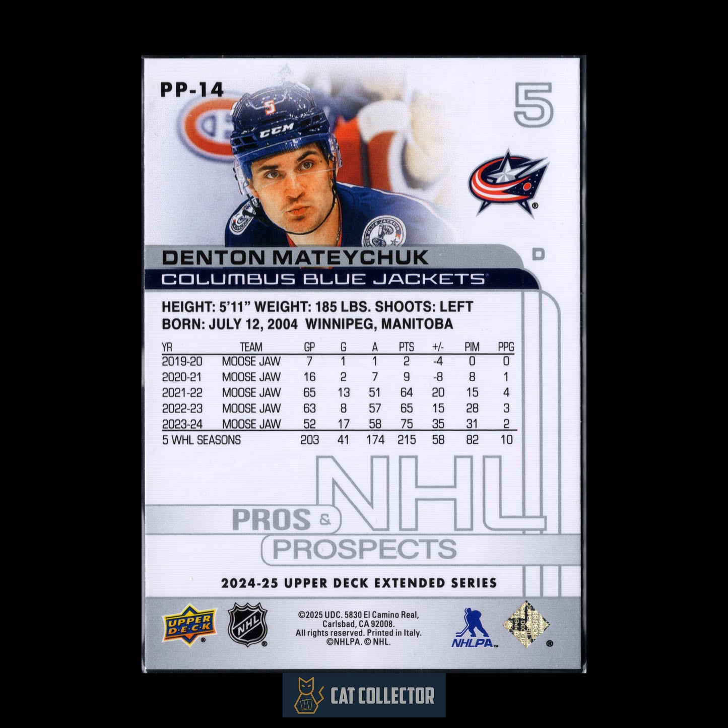 2024-25 UD Extended series DENTON MATEYCHUK #PP-14 Pros & Prospects RC
