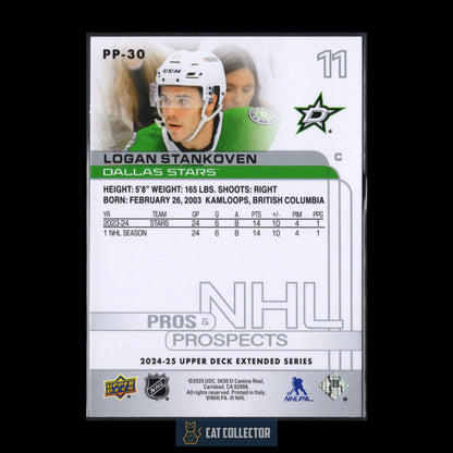 2024-25 Upper Deck Extended series LOGAN STANKOVEN #PP-30 Pros & Prospects RC