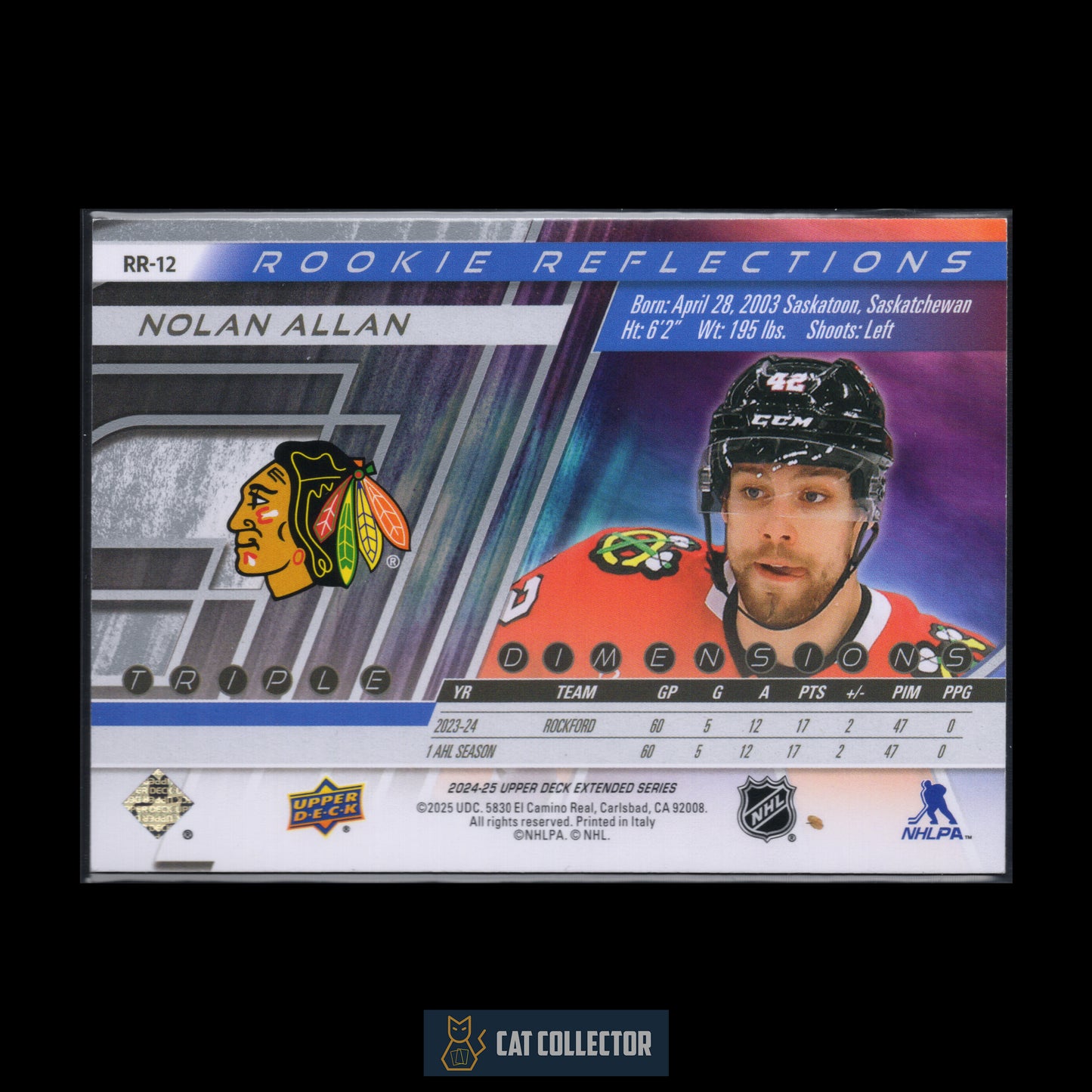2024-25 Upper Deck Extended series NOLAN ALLAN #RR-12 Rookie Reflections RC