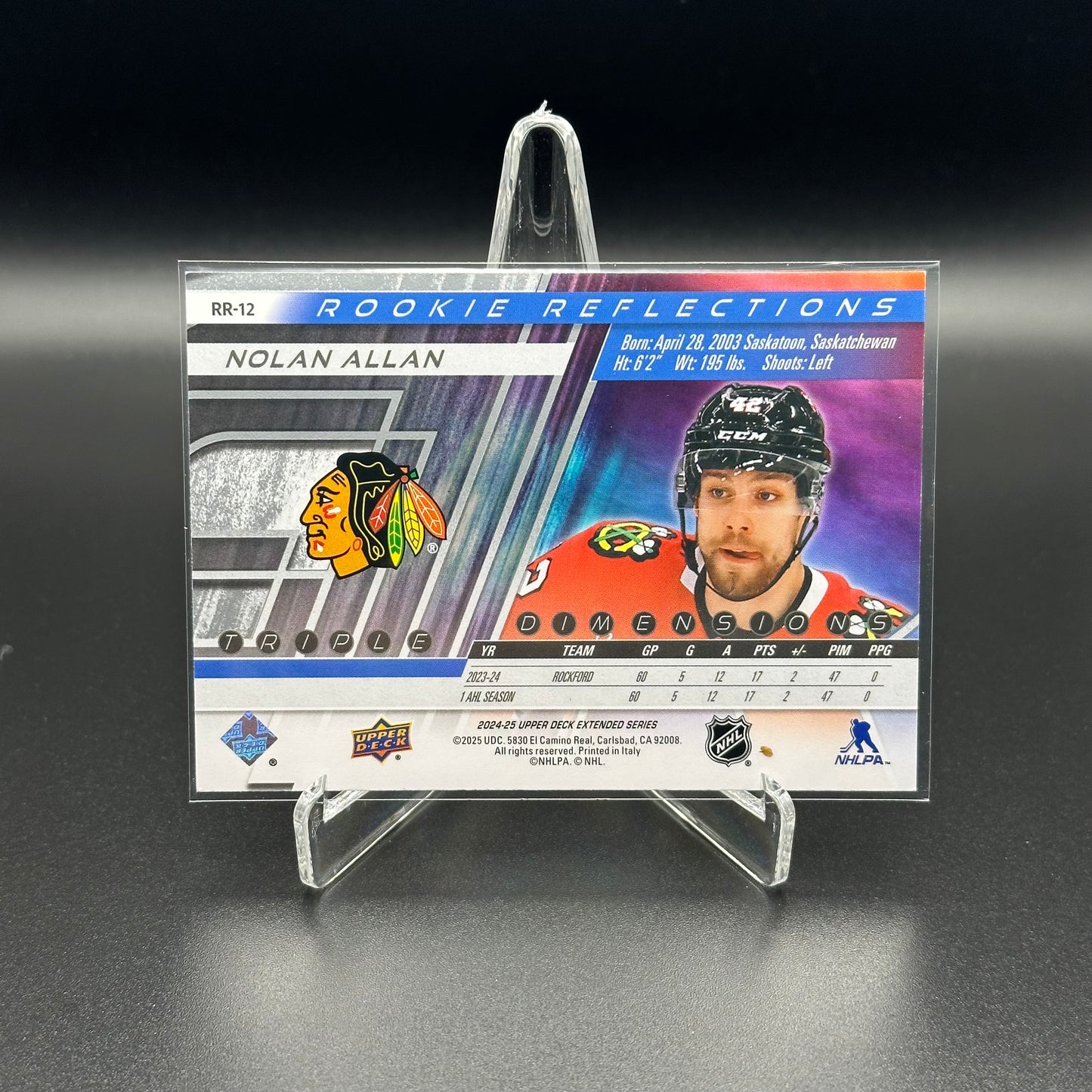 2024-25 Upper Deck Extended series NOLAN ALLAN #RR-12 Rookie Reflections RC