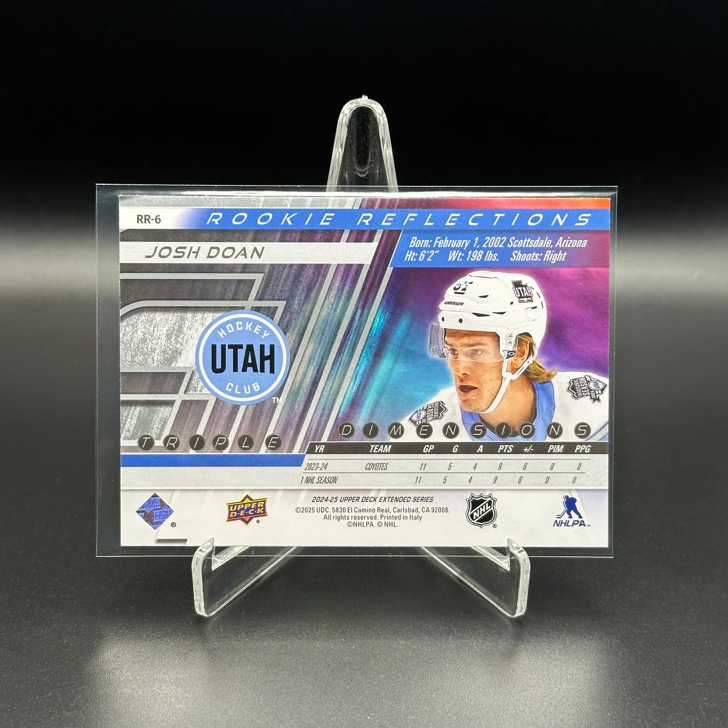 2024-25 Upper Deck Extended series JOSH DOAN #RR-6 Rookie Reflections RC
