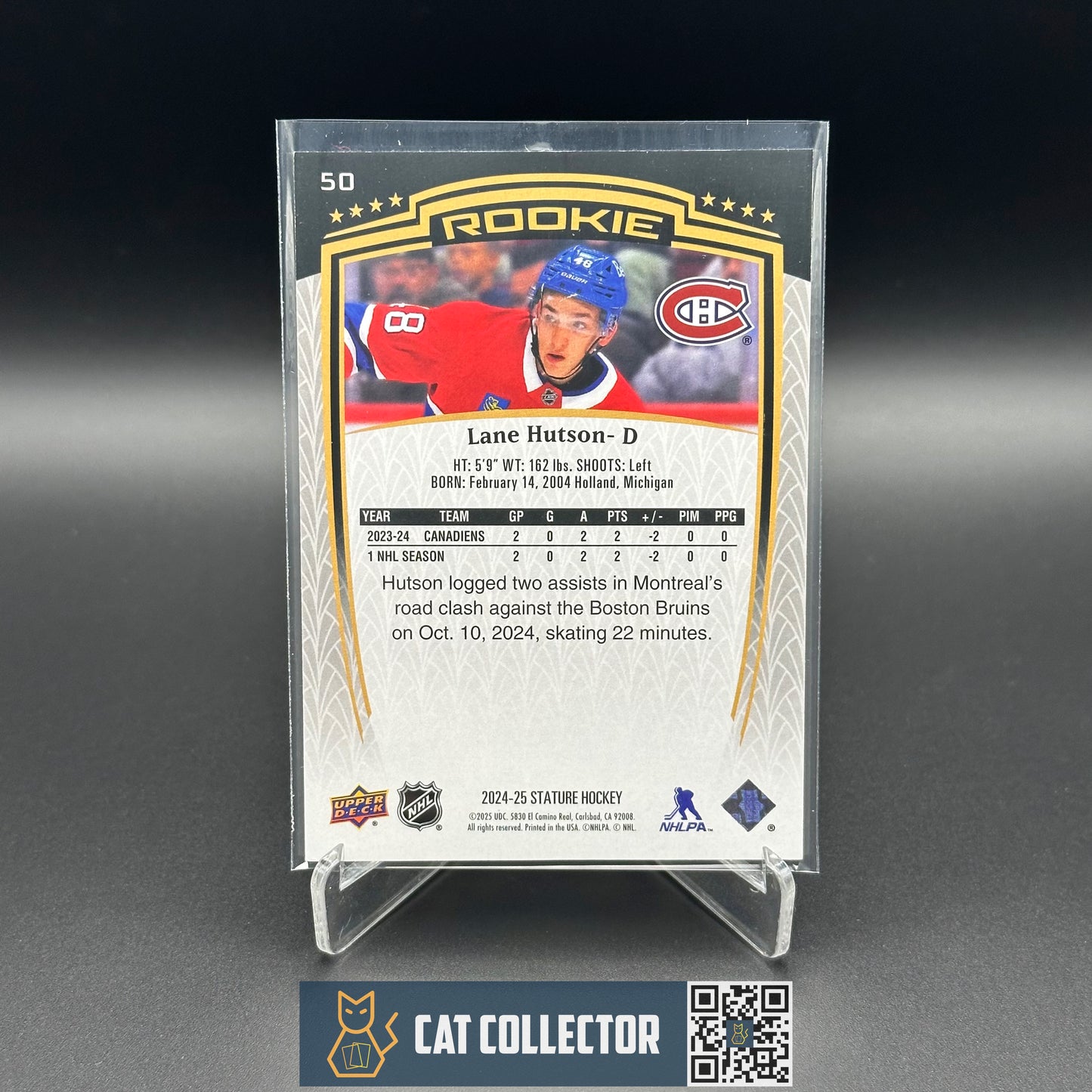 2024-25 Upper Deck Stature LANE HUTSON #50 Rookie RC /999