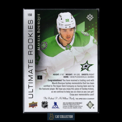 2024-25 Upper Deck Ultimate Collection MAVRIK BOURQUE #150 Rookies Jersey RC /499