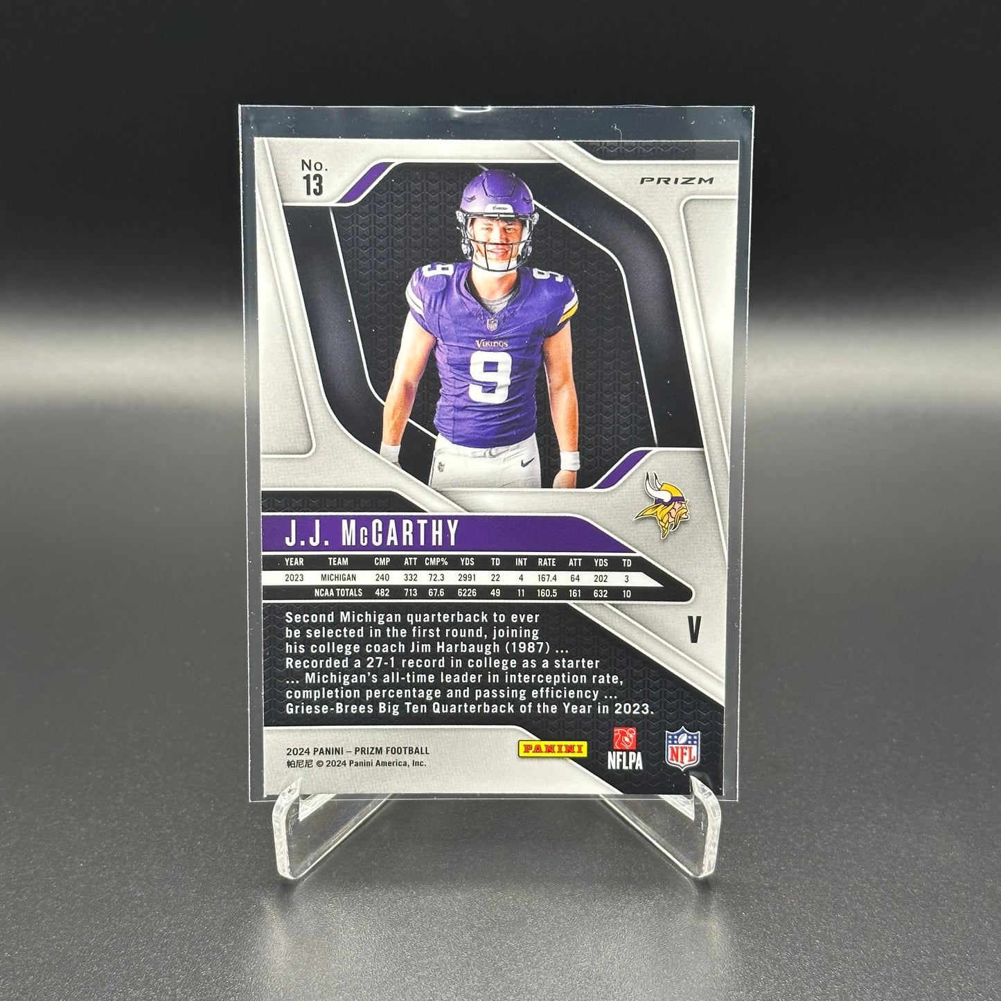 2024 Panini Prizm J.J. MCCARTHY #13 Silver Variation Rookie RC