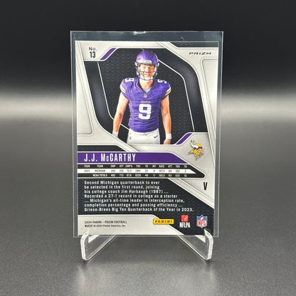 2024 Panini Prizm J.J. MCCARTHY #13 Silver Variation Rookie RC