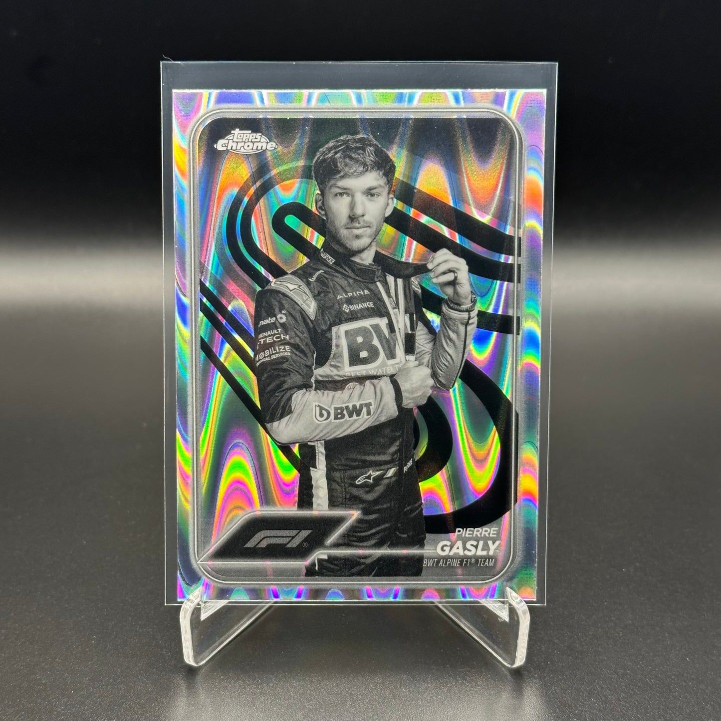 2024 Topps Chrome Formula 1 PIERRE GASLY #10 Black and White RayWave Refractor
