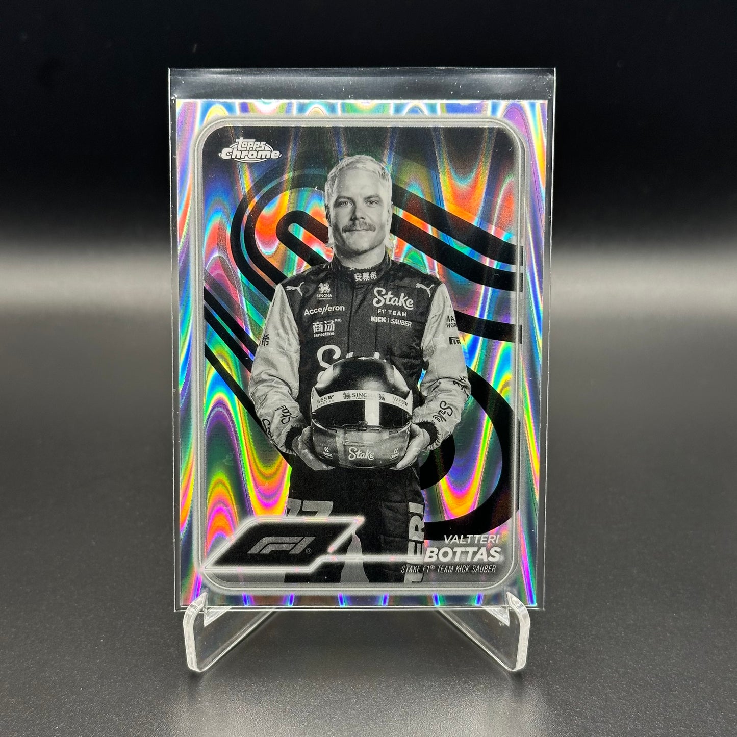2024 Topps Chrome Formula 1 VALTTERI BOTTAS #13 Black and White RayWave Refractor