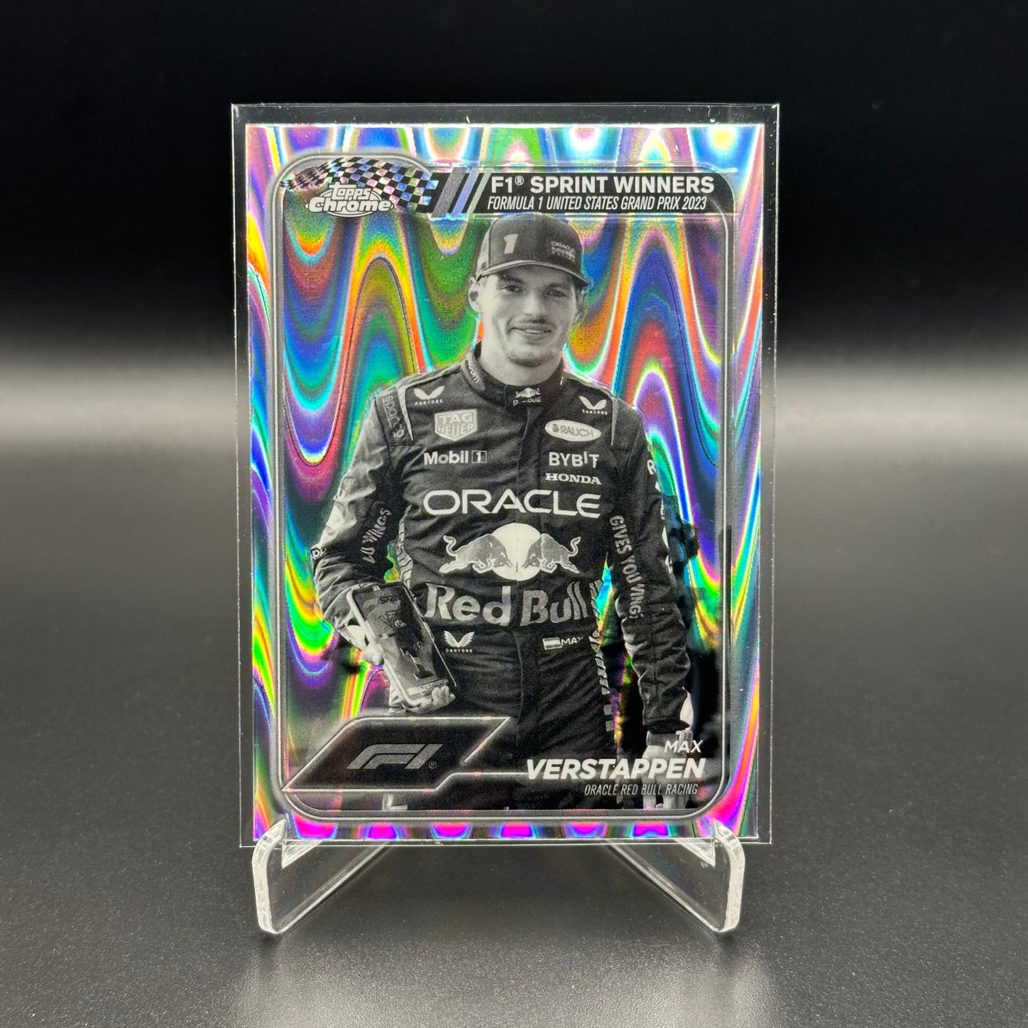 2024 Topps Chrome Formula 1 MAX VERSTAPPEN #152 Black and White RayWave Refractor