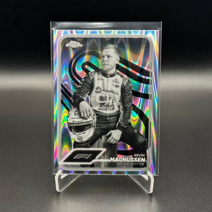2024 Topps Chrome Formula 1 KEVIN MAGNUSSEN #16 Black and White RayWave Refractor