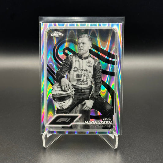 2024 Topps Chrome Formula 1 KEVIN MAGNUSSEN #16 Black and White RayWave Refractor