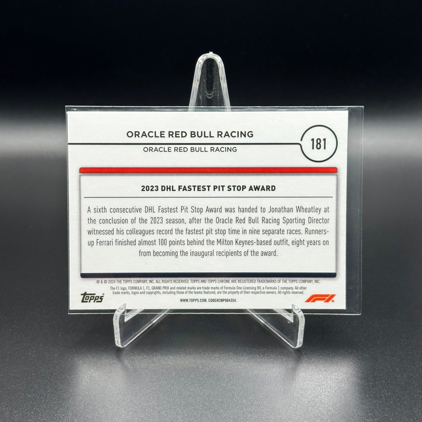 2024 Topps Chrome Formula 1 ORACLE RED BUL RACING #181 Award Winners