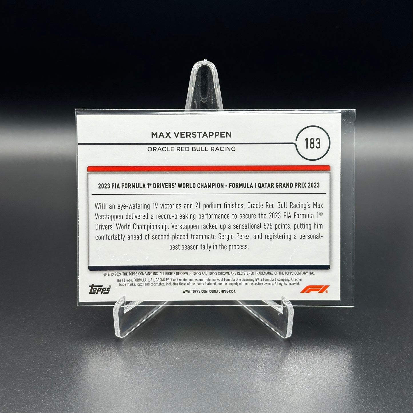 2024 Topps Chrome Formula 1 MAX VERSTAPPEN #183 Award Winners