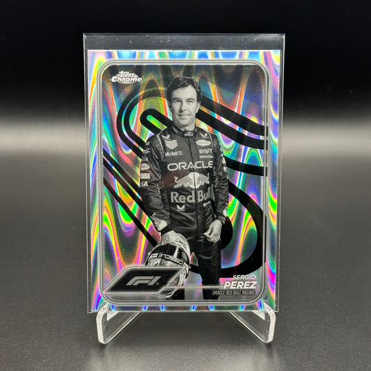 2024 Topps Chrome Formula 1 SERGIO PEREZ #2 Black and White RayWave Refractor