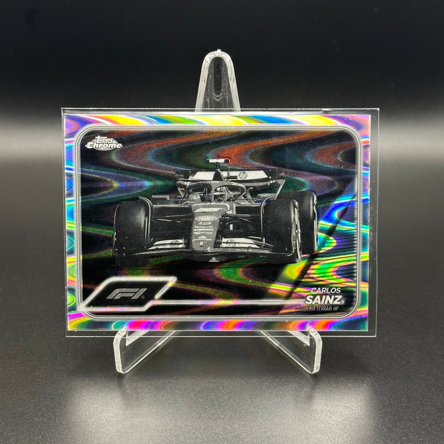 2024 Topps Chrome Formula 1 CARLOS SAINZ #76 Black and White RayWave Refractor