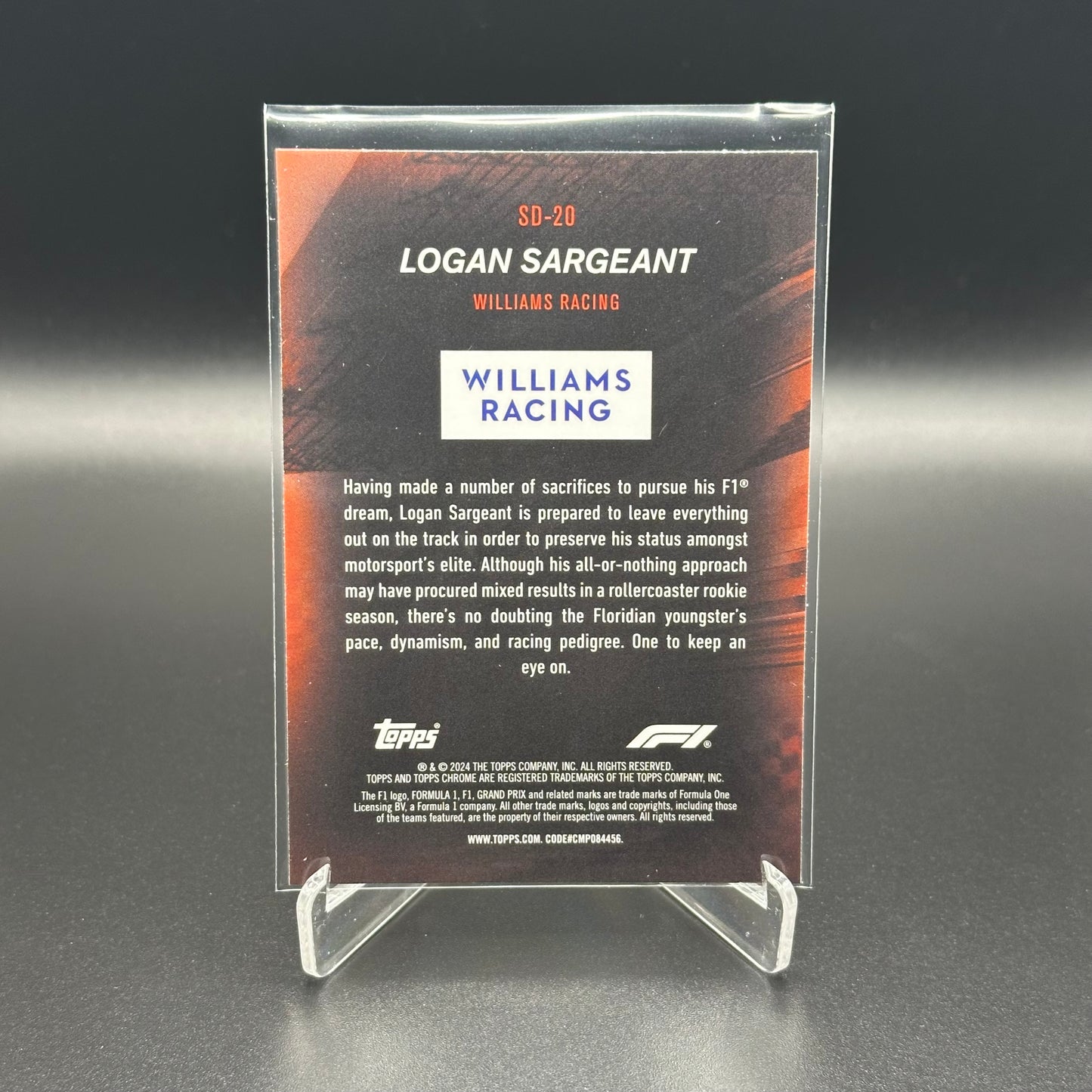 2024 Topps Chrome Formula 1 LOGAN SARGEANT #SD-20 Speed Demons