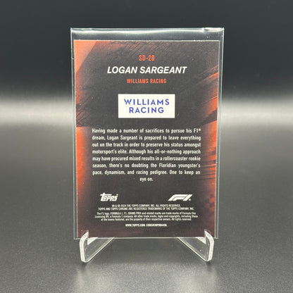 2024 Topps Chrome Formula 1 LOGAN SARGEANT #SD-20 Speed Demons