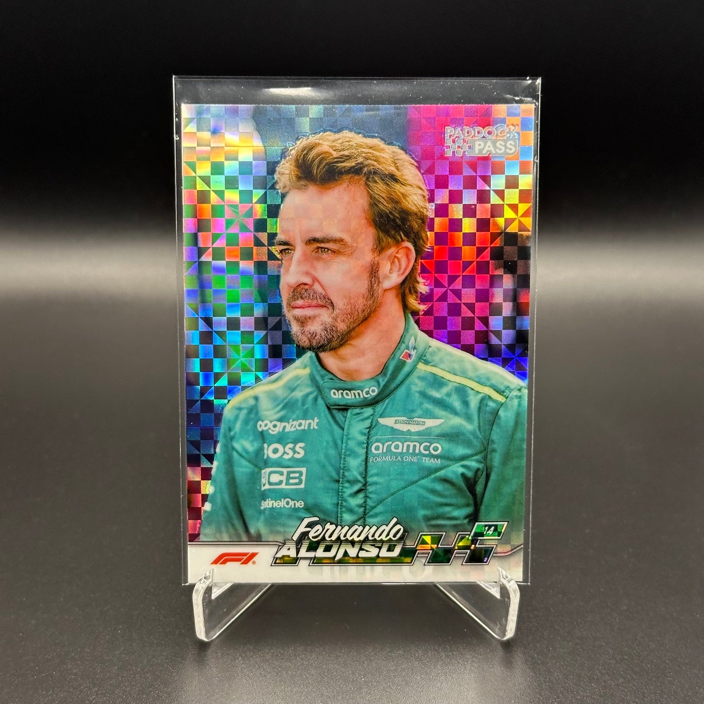 2024 Topps Paddock Pass Formula 1 FERNANDO ALONSO #11 X-Fractor Checker Flag