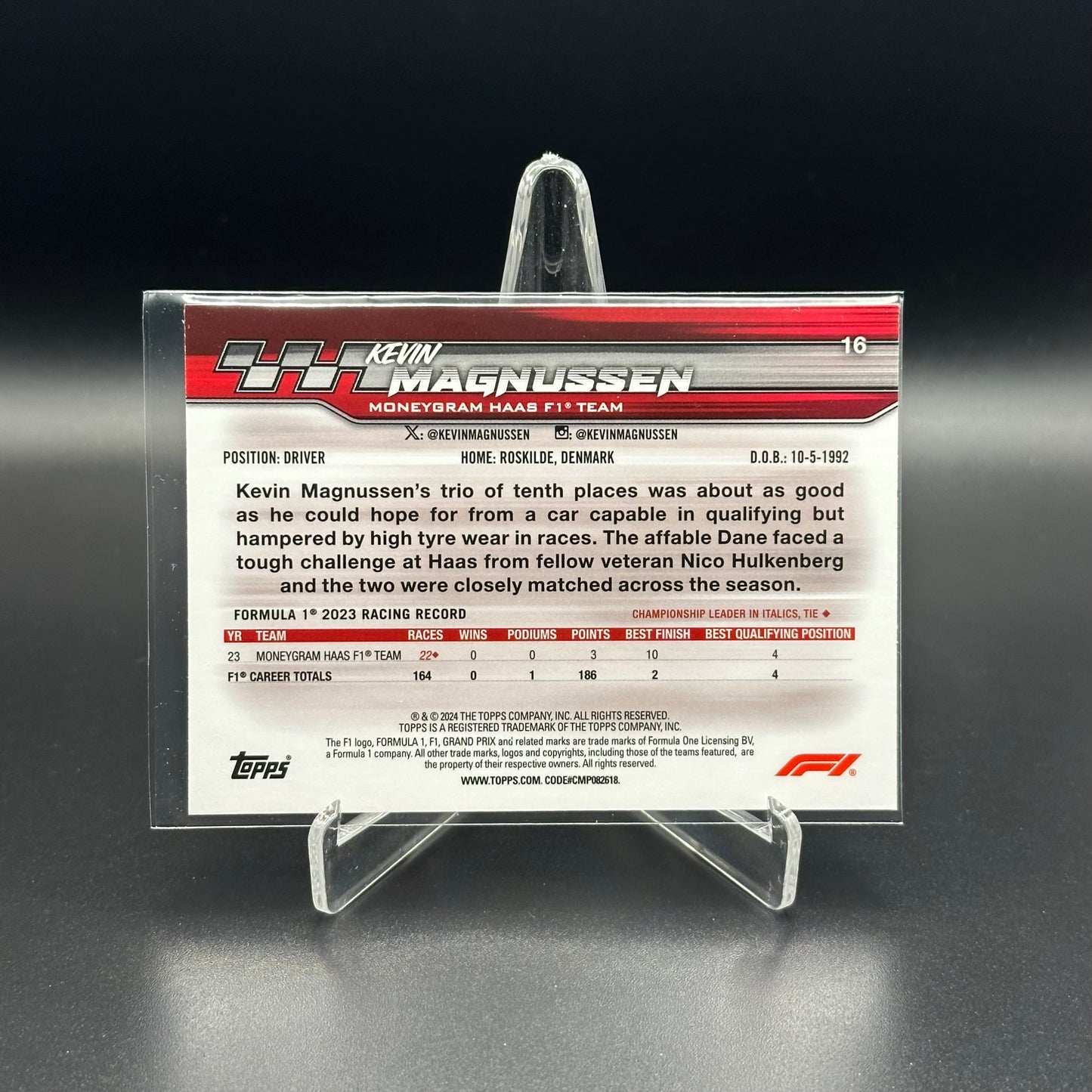 2024 Topps Paddock Pass Formula 1 KEVIN MAGNUSSEN #16 X-Fractor Checker Flag