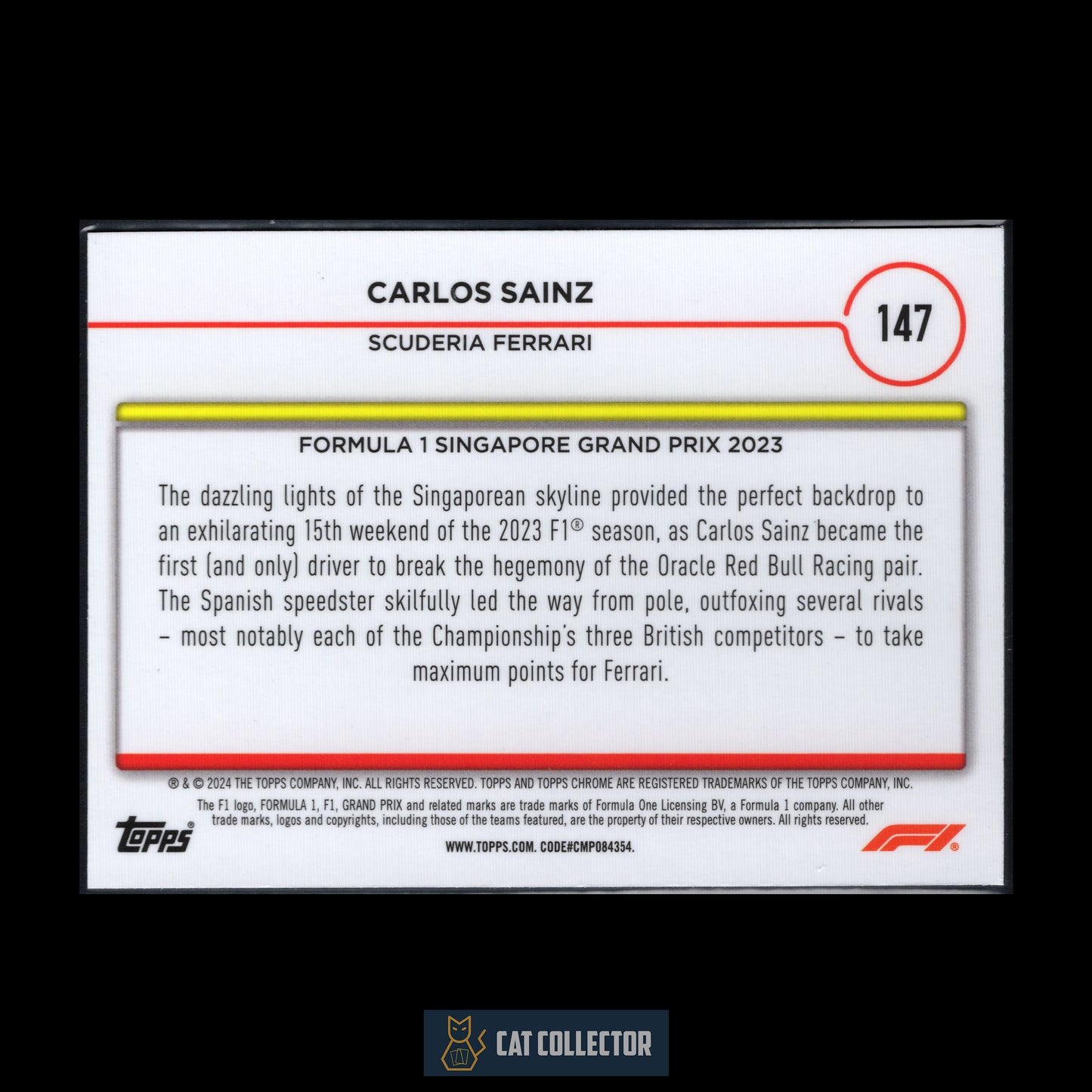 2024 Topps Chrome Formula 1 CARLOS SAINZ #147 Grand Prix Winner Refractor
