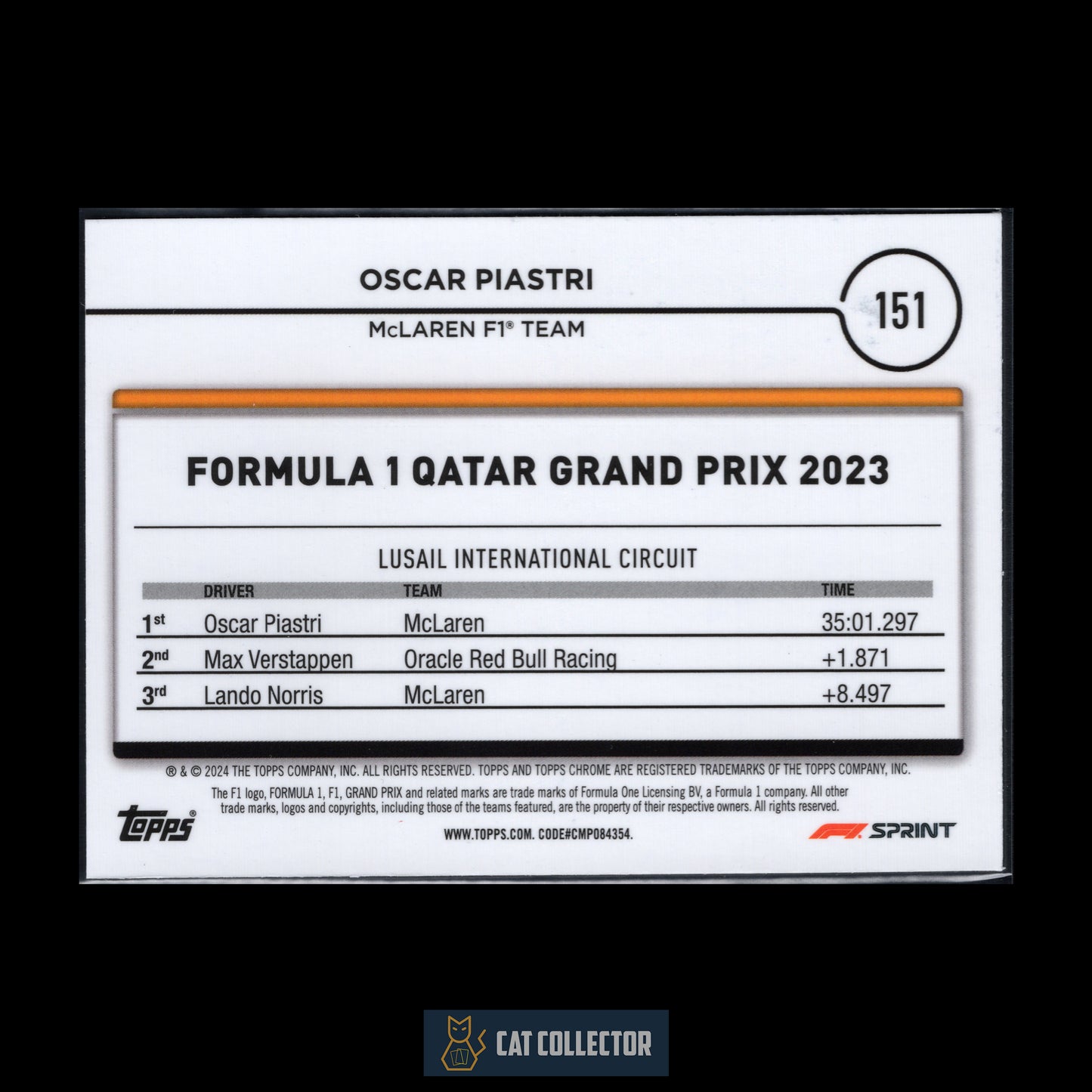2024 Topps Chrome Formula 1 OSCAR PIASTRI #151 Grand Prix Winner RayWave Refractor