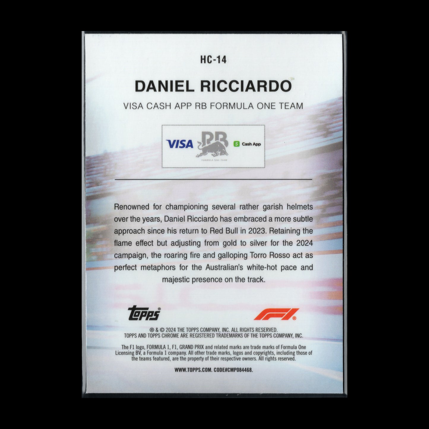 2024 Topps Chrome Formula 1 DANIEL RICCIARDO #HC-14 Helmet Collection