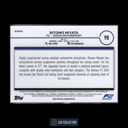2024 Topps Chrome Formula 1 RITOMO MIYATA #98 F2 Cars Refractor