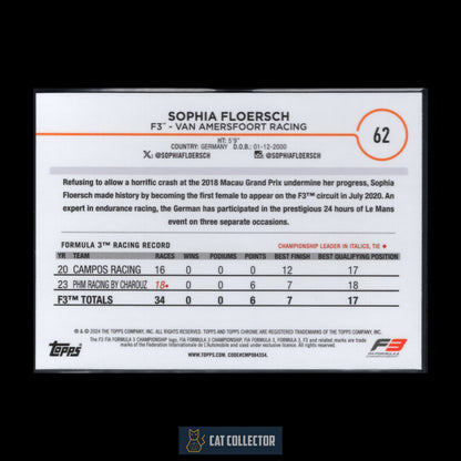 2024 Topps Chrome Formula 1 SOPHIA FLOERSCH #62 Future Stars Checker Flag Refractor RC