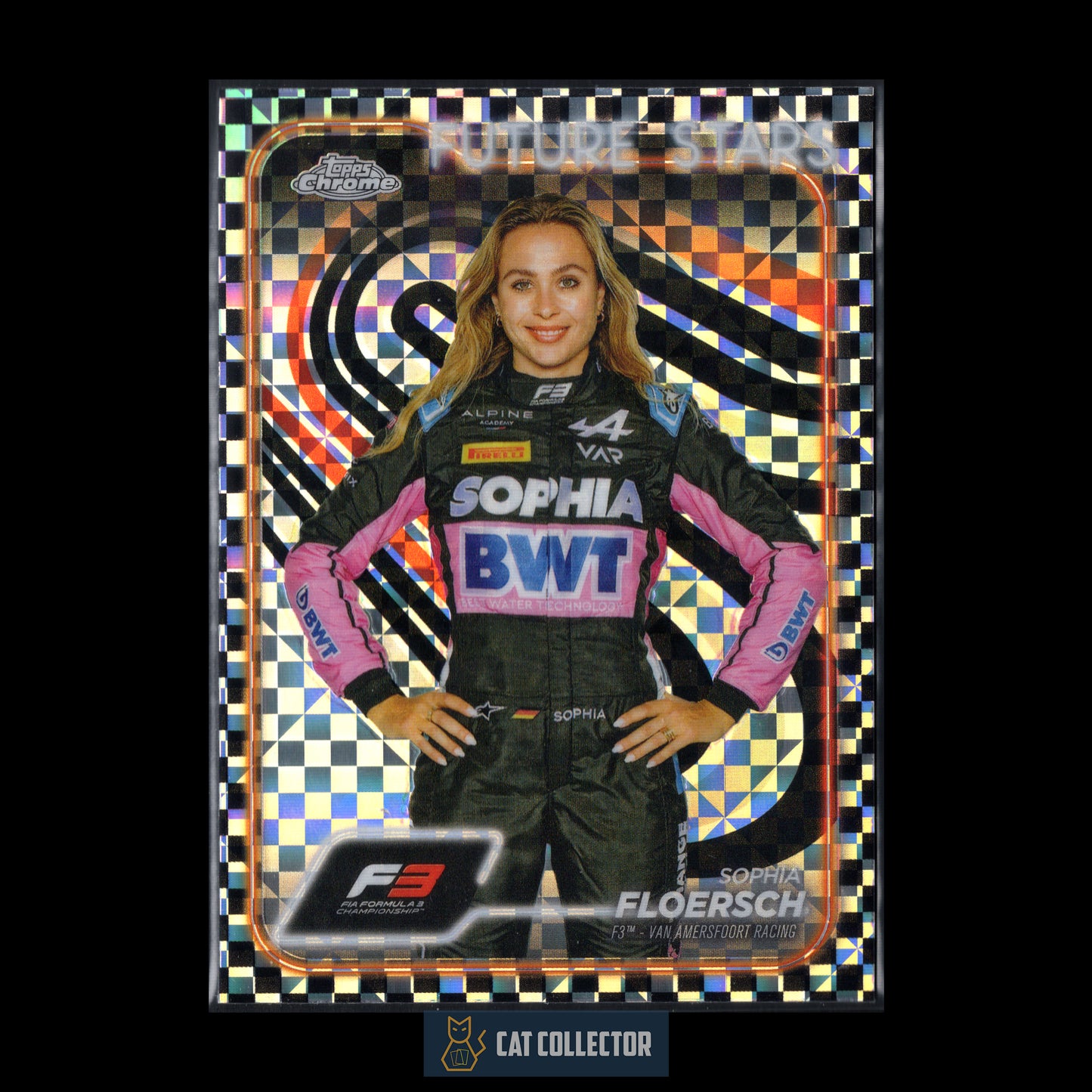 2024 Topps Chrome Formula 1 SOPHIA FLOERSCH #62 Future Stars Checker Flag Refractor RC
