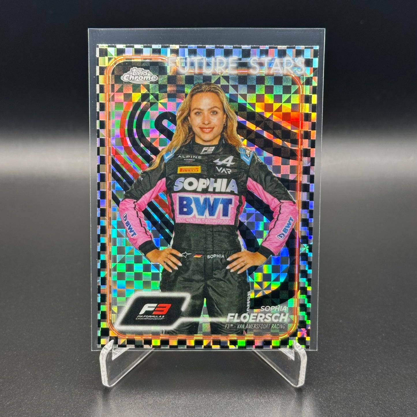 2024 Topps Chrome Formula 1 SOPHIA FLOERSCH #62 Future Stars Checker Flag Refractor RC