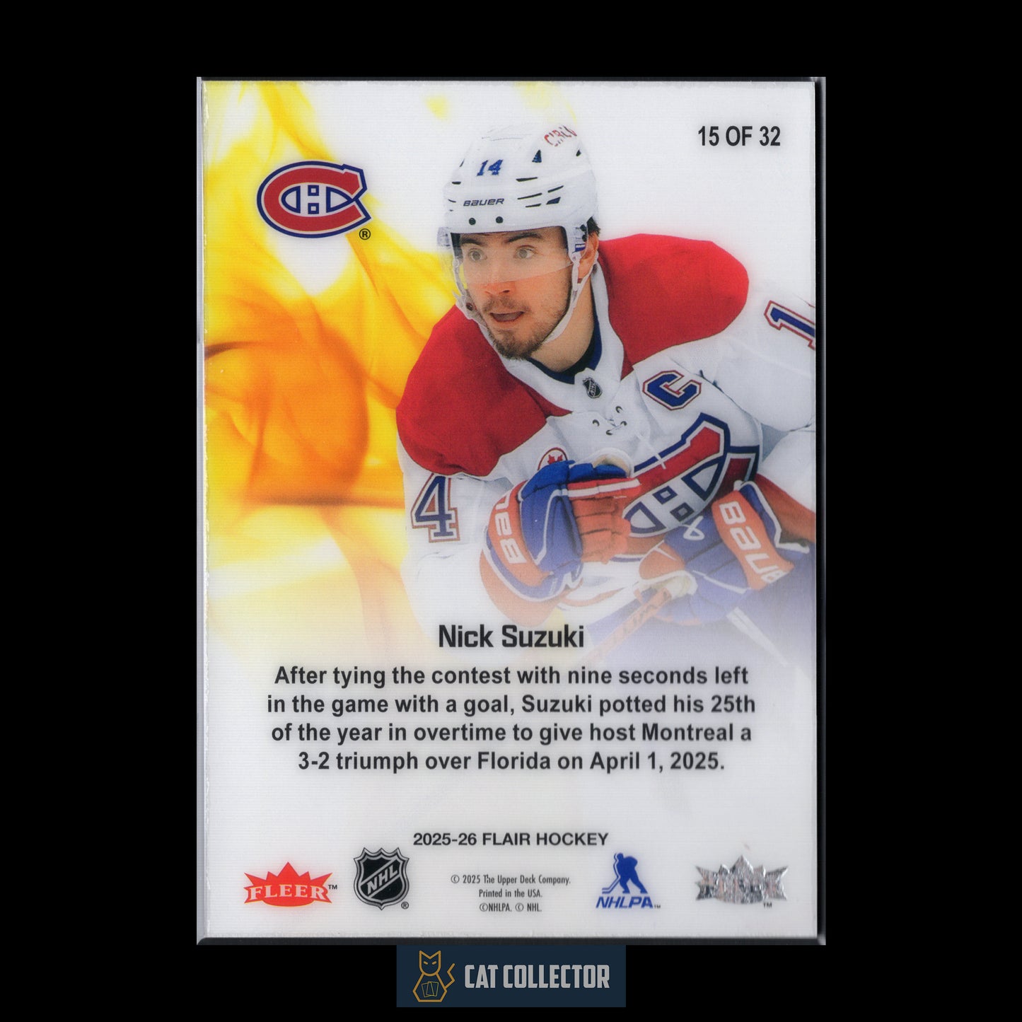 2025-26 Fleer Flair NICK SUZUKI #15 of 32 Hot Hues