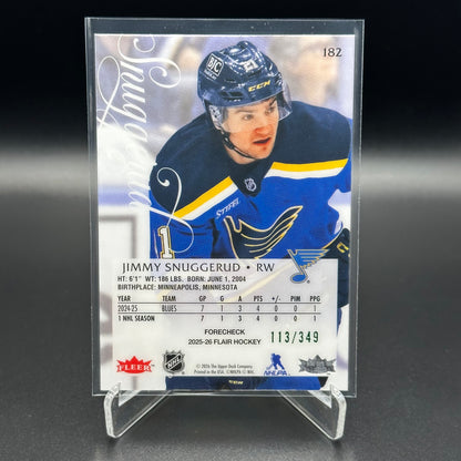 2025-26 Fleer Flair JIMMY SNUGGERUD #182 Image B Variant Forecheck Rookie RC /349