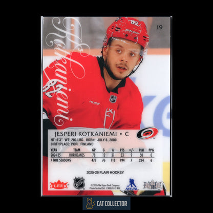 2025-26 Fleer Flair JESPERI KOTKANIEMI #19