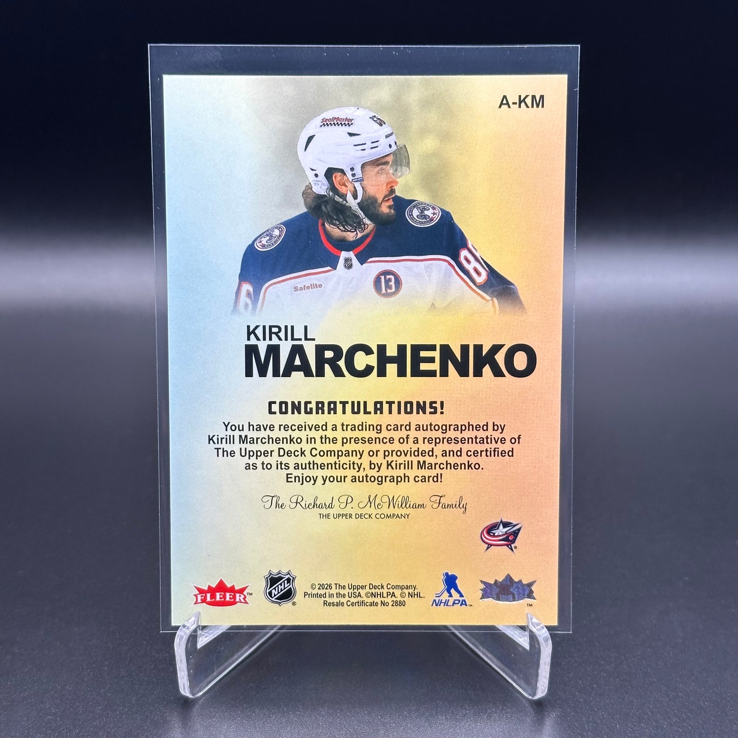 2025-26 Fleer Flair KIRILL MARCHENKO #A-KM Autographics Auto