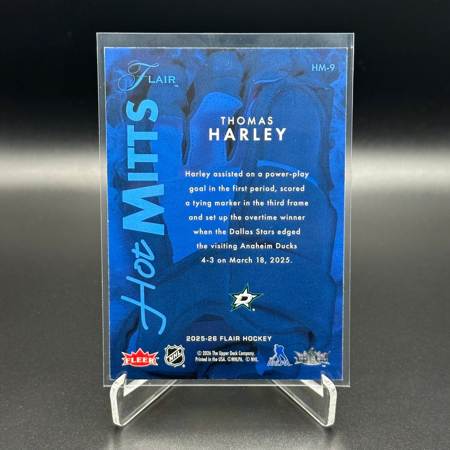 2025-26 Fleer Flair THOMAS HARLEY #HM-9 Hot Mitts