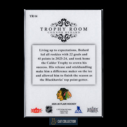 2025-26 Fleer Flair CONNOR BEDARD #TR-14 Trophy Room